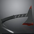 3D Model Axe With Silver Metal Handle And Red Reflective Blade On Black Background