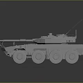 Modern Wheeled Armored Military Vehicle With Six Wheels Antennas And Metallic Finish