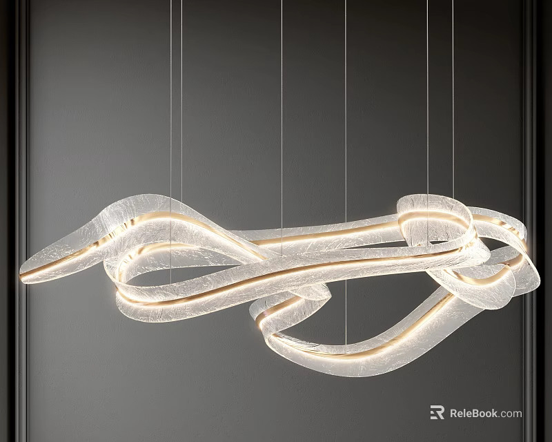 Modern Twisted Ribbon Chandelier With Warm LED Lighting For Interior Spaces 3d model 