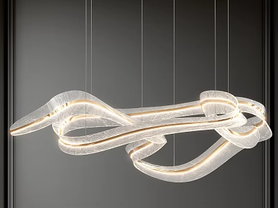 Modern Twisted Ribbon Chandelier With Warm LED Lighting For Interior Spaces 3d model