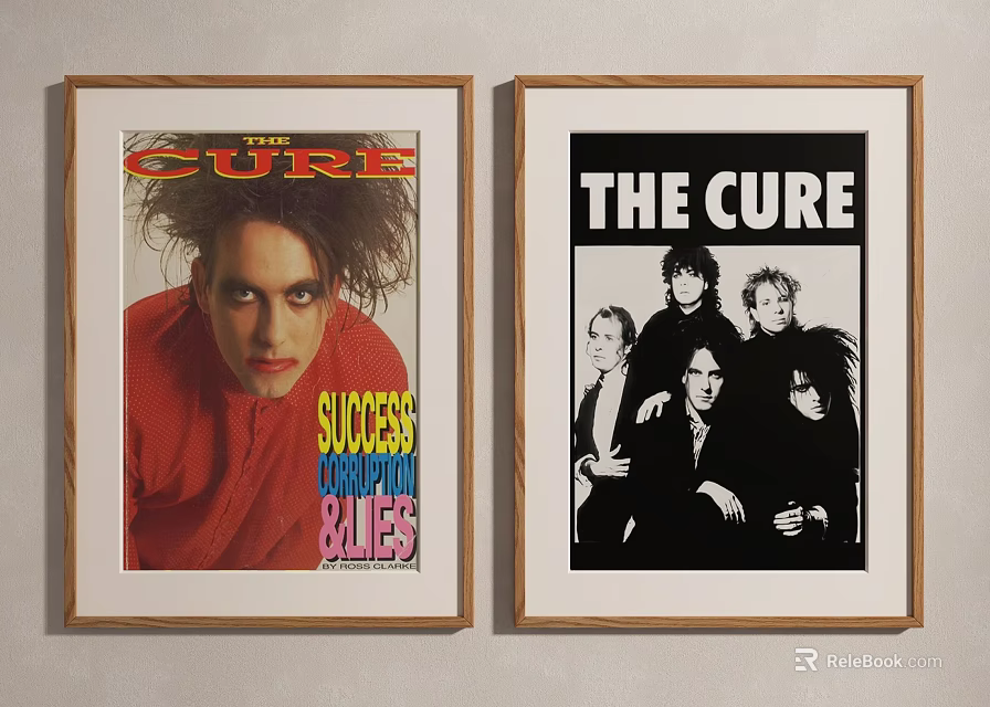 The Cure Band Posters Framed Wall Art With Colorful And Black White Designs 3d model 