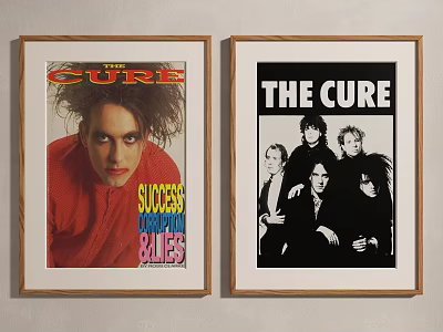 The Cure Band Posters Framed Wall Art With Colorful And Black White Designs 3d model
