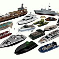 Modern Sailing Boat Combination Boat Passenger Ship Cruise Wooden Boat Yacht Rubber Boat Merchant Boat Speedboat Antique Boat Water Transport Kayak 3d model