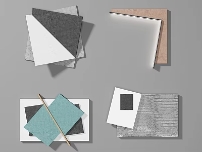 Modern Geometric Wall Decor With Mixed Textures And Neutral Colors 3d model
