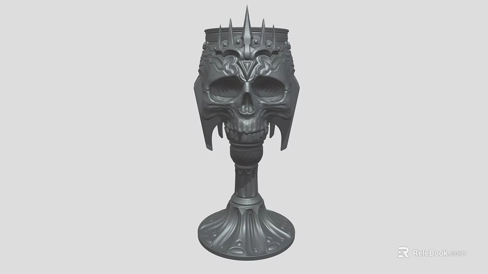 Gothic Style Decorative Lamp With Skull Design Spiked Top And Ornate Base 3d model 