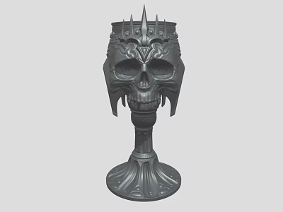 Gothic Style Decorative Lamp With Skull Design Spiked Top And Ornate Base 3d model