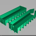 Two Automotive Parts Green Rectangular Open Top Storage Bins Heavy Duty Plastic Containers