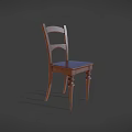 Wooden Single Chair With Slatted Back And Dark Upholstered Seat For Home