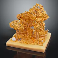 Autumn Cartoon Scene With Golden Trees Haystacks Pumpkins White Stones And Wooden Fence On Base