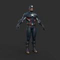 Superhero Captain America Game Movie Character 3D Model With Classic Blue Red Costume