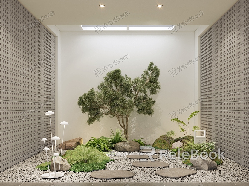 New Chinese Courtyard Interior Landscape Sits model