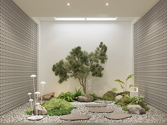 New Chinese Courtyard Interior Landscape Sits 3d model