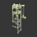 Small Mechanical Hoist Device With Metal Frame Wheels Chain And Hook Structure