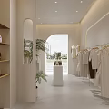 Modern Clothing Store Interior Design With Clothing Rack Sofa Floor Lamp And Wall Art