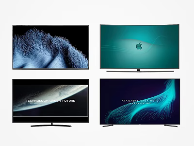 Modern Televisions With Sleek Design Displaying Different Types Of Vivid Screen 3d model