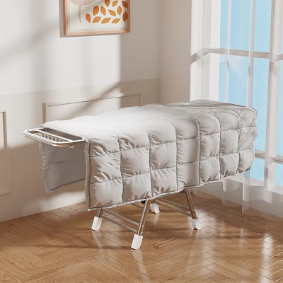 Metal Storage Shelf With Gray Fabric Cover In Room Near Window Wooden Floor 3d model