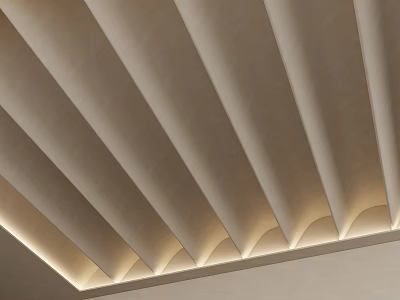 Modern Ceiling Design With Sleek Horizontal Slats And Soft Ambient Lighting 3d model