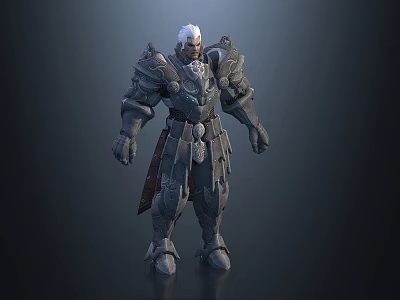 White Haired Warrior Game and Movie Character In Heavy Armor 3d model