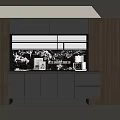 Modern Black Gold Sideboard With Marble Top And Storage Cabinets