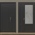 Dark Gray Interior Hinged Doors With Solid Panel And Vertical Glass Design 3d model