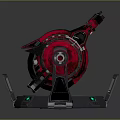 Red Mechanical Device With Rotating Platform And Top Structure Featuring Indicator Lights 3d model