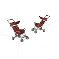 Two Red Baby Strollers With Canopies And Wheeled Frames For Infants