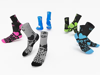 Trendy Patterned Socks In Various Colors With Stylish Design And Comfortable Fit 3d model