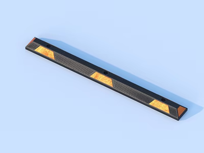 Durable Rubber Parking Curb With Reflective Yellow Strips For Vehicle Safety 3d model