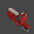 Game Movie Character Riding Red Scooter With Beige Seat Black Handlebar White Tires