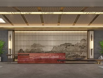 New Chinese Front Desk 3d model