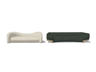 Beige And Dark Green Sectional Sofa Modern Minimalist Upholstered Fabric With Wooden Legs 3d model