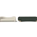 Beige And Dark Green Sectional Sofa Modern Minimalist Upholstered Fabric With Wooden Legs
