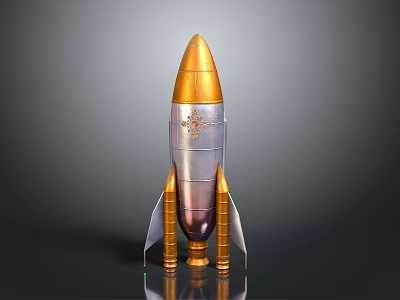 Stunning Gold And Silver Rocket Model With Intricate Design And Stable Base 3d model