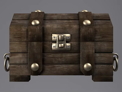 Vintage Wooden Storage Chest With Metal Buckles And Rivets For Household Use 3d model