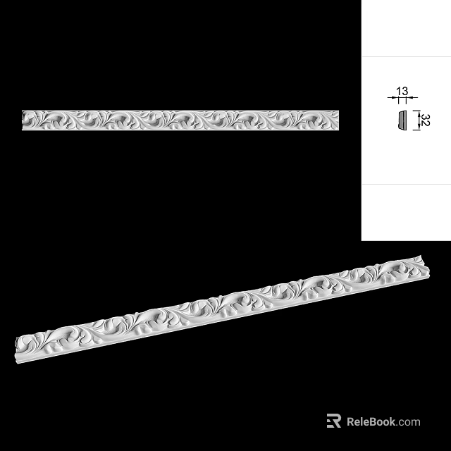 Intricate Patterned Gypsum Cornice For Interior Decoration And Ceiling Design 3d model 