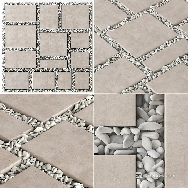 Stone Wood Decorative Mosaic Pattern For Interior Wall And Floor Design 3d model