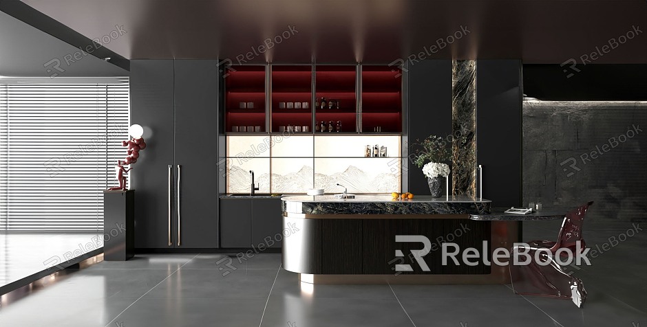 Modern Open Kitchen Cabinet Bar Counter model