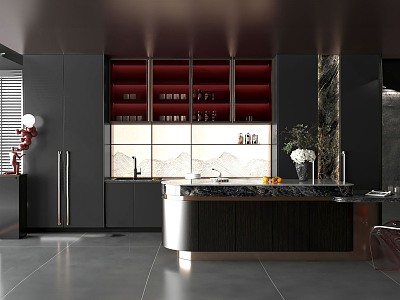 Modern Open Kitchen Cabinet Bar Counter model