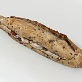 Crusty Whole Grain Baguette Sandwich With Savory Filling And Sesame Seeds