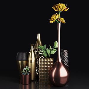 Light Luxury Vase Combination Decoration 3d model