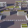 Modern Hotel Building Complex With Multi Storey Design And Green Roof 3d model