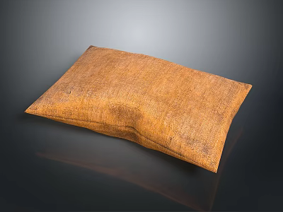 Brown Textured Burlap Cushion For Home Decor And Comfortable Use 3d model