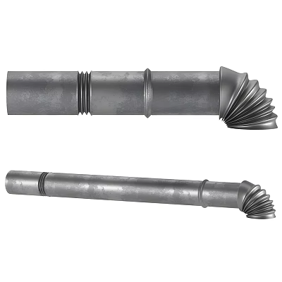 Industrial Metal Tubular Components With Helical End Design And Machined Fittings 3d model