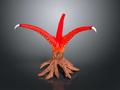 Red Tentacled Game Movie Character With White Claws And Root Like Base 3d model