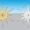 Modern Gold And White Star Shaped Art Installation On Dark Background