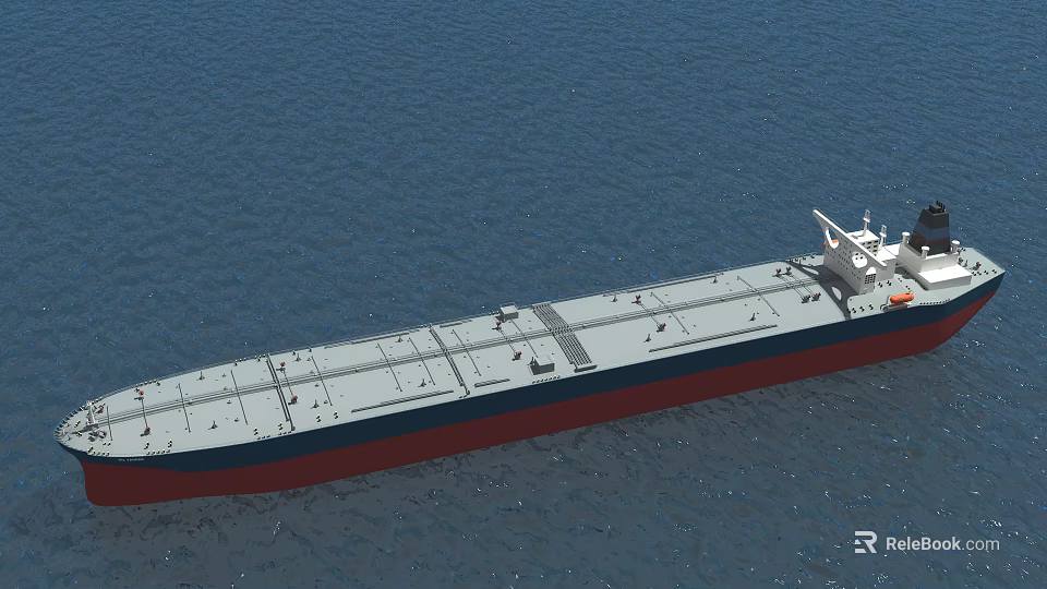 Luxury Yacht Sailing On Blue Sea With Gray Red Hull And White Superstructure 3d model 