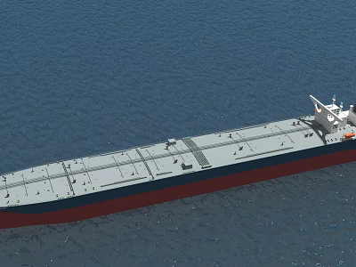 Luxury Yacht Sailing On Blue Sea With Gray Red Hull And White Superstructure 3d model
