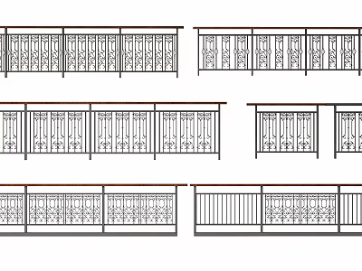 Various Decorative Fence Designs With Ornate Metal Railings And Patterns 3d model