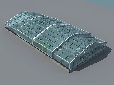 Modern Glass Greenhouse Structure With Curved Transparent Roof And Architectural Design 3d model