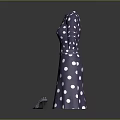 Purple Polka Dot Dress With Long Sleeves Belt And Polka Dot High Heels